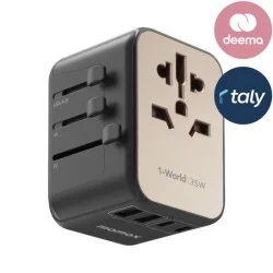 1-World Pd 35W 5 Ports + Ac Travel Adapter